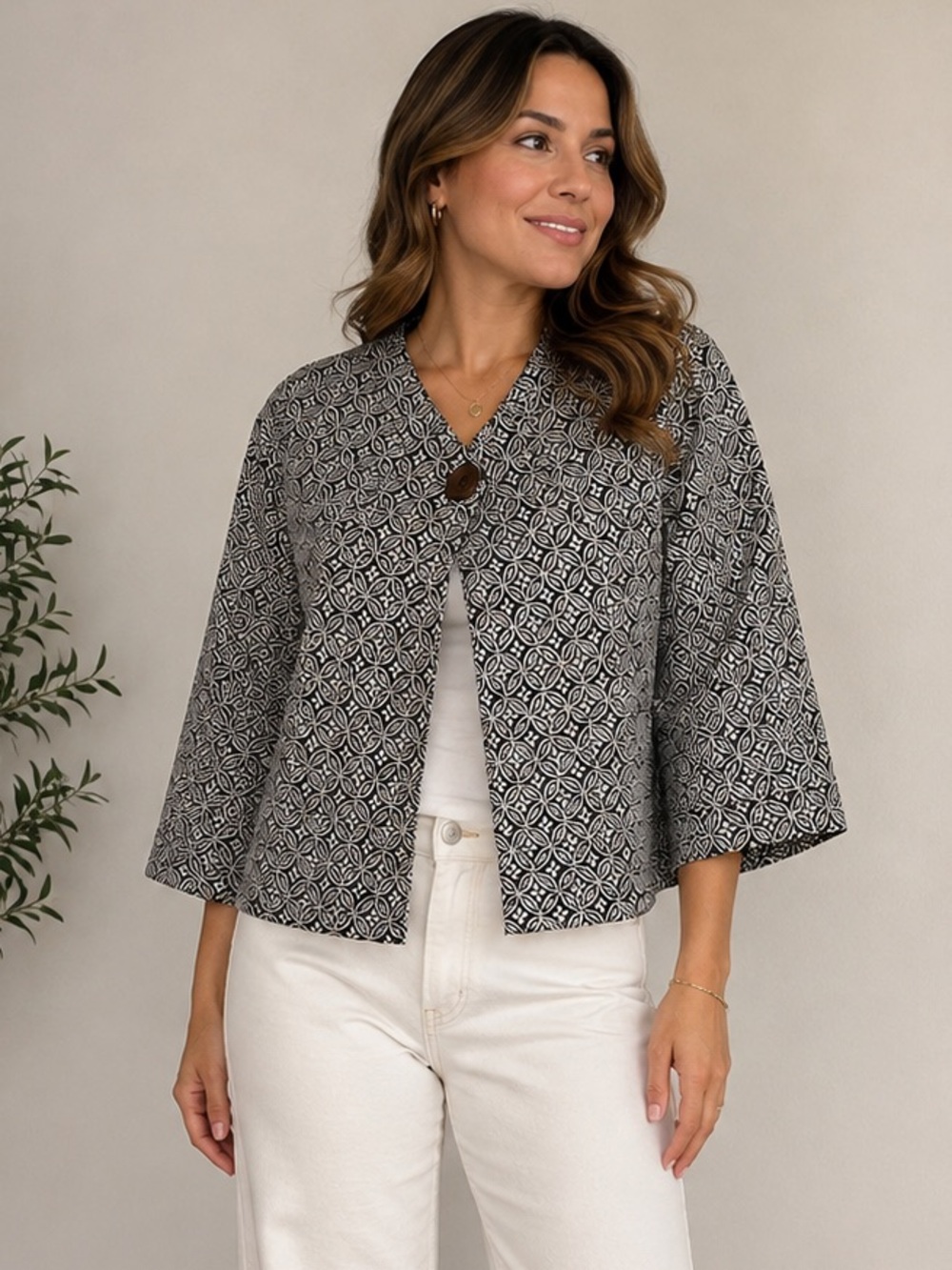 Talbots Brown & White Career Jacket